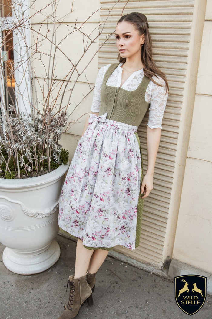 Dirndl Editha Cord-Grün - Silberedition